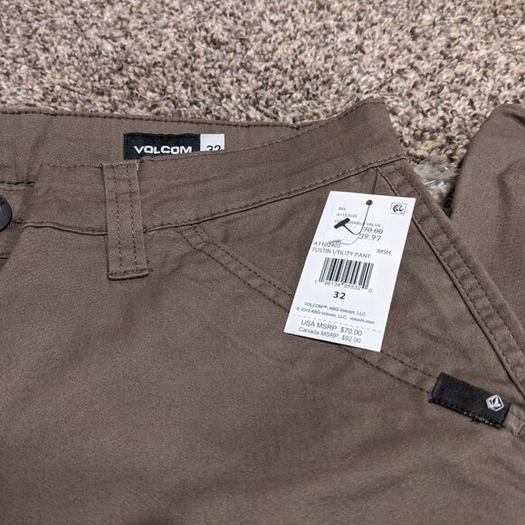 VOLCOM Mens Tustin Utility Flat Front Pant [NEW] NWT - Brown Chino Skate Pants - Picture 2 of 5